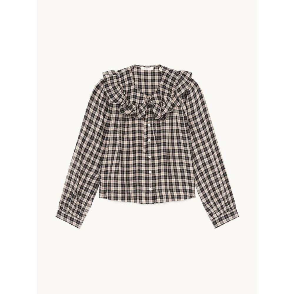 Doen Joelle Top NAVY COUNTRYSIDE PLAID size M - Picture 14 of 14